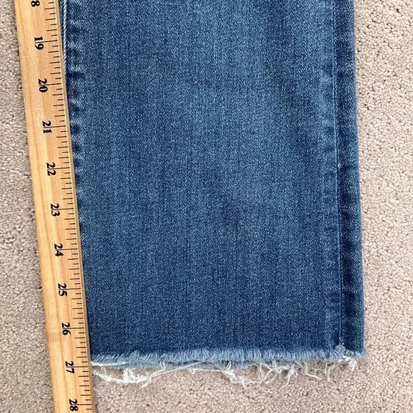 MOTHER Jeans Womens 28 Blue Insider Ankle Fray Sweet Lime Cropped Flare USA VTG - Picture 11 of 15